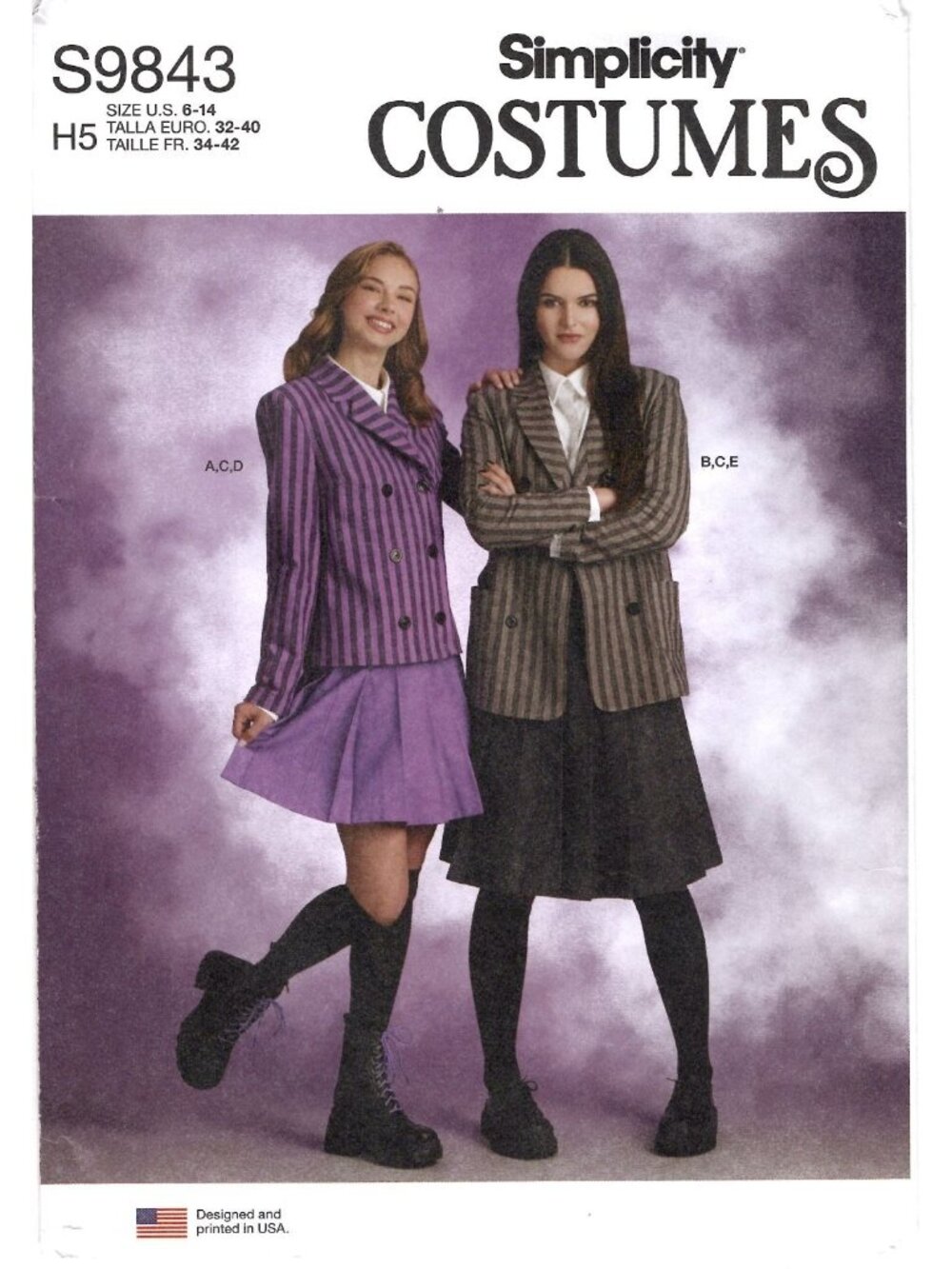 Simplicity S9843 Womens 6 to 14 Wednesday Addams Costume Uncut Sewing Pattern